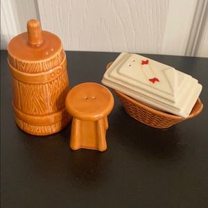 Vintage Butter Churn & Stool; Laundry & Basket